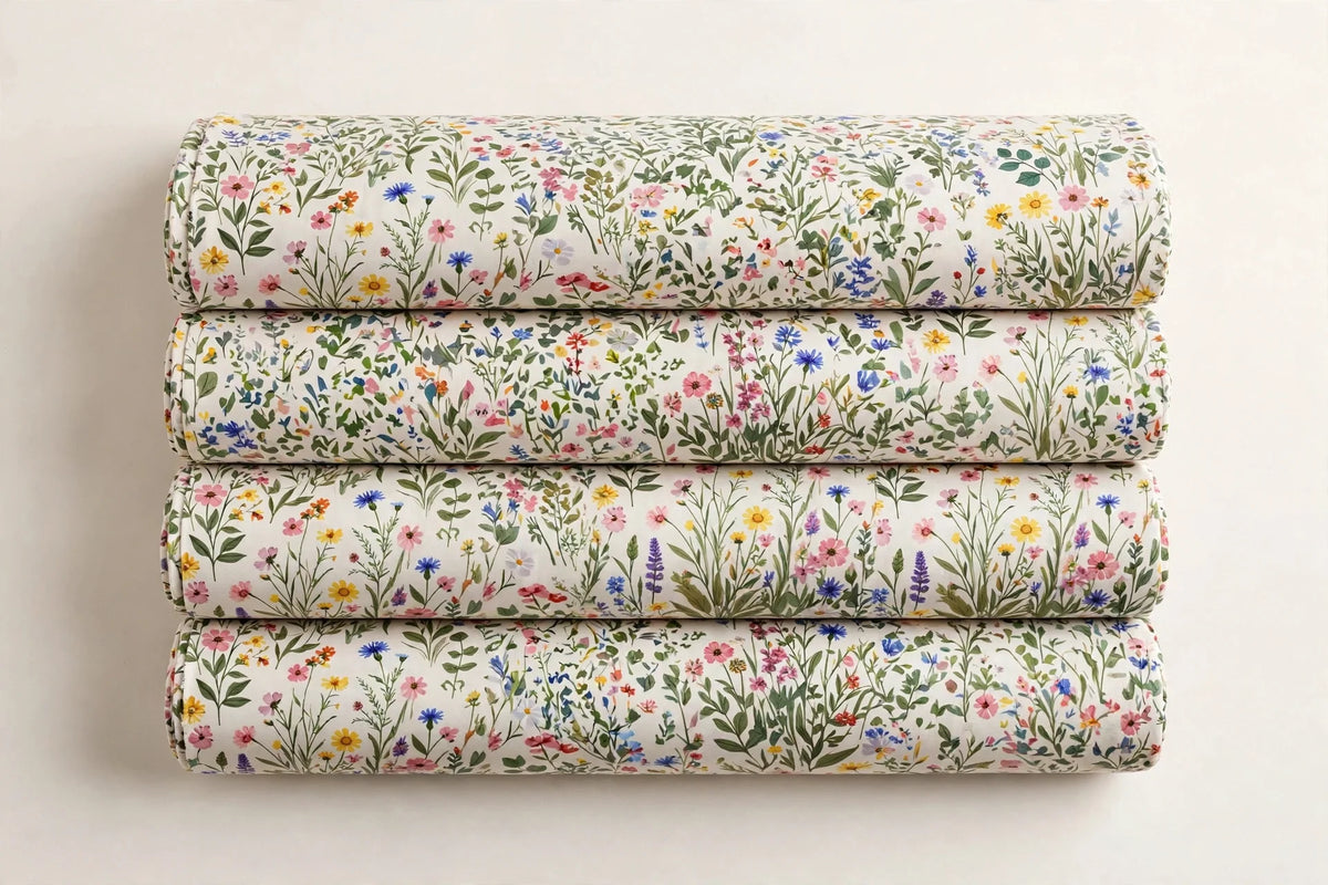 Wildflower Meadow Floral Rayon — Folded stack view
