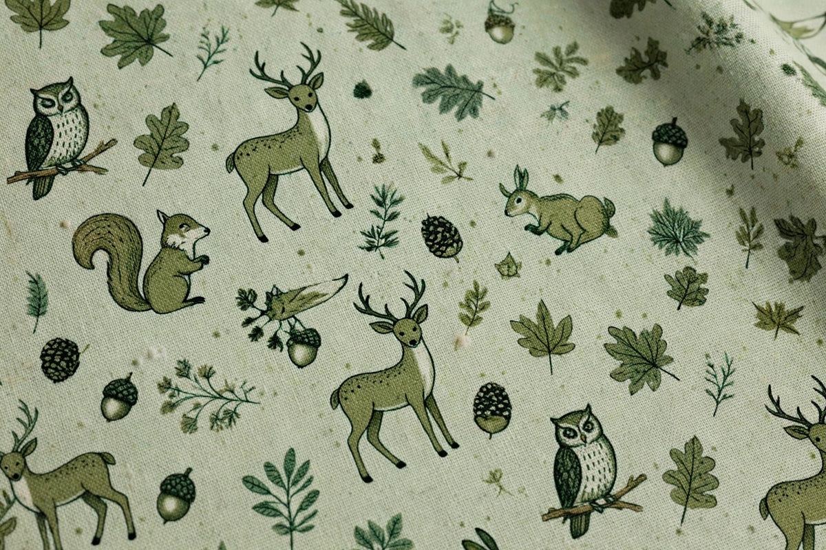 Woodland Animal Print Cotton — Pattern detail view