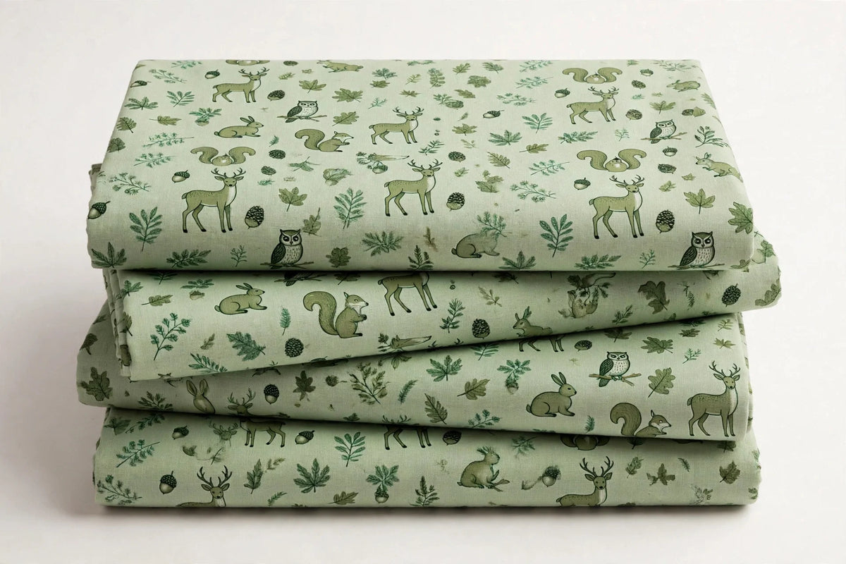 Woodland Animal Print Cotton — Folded stack view
