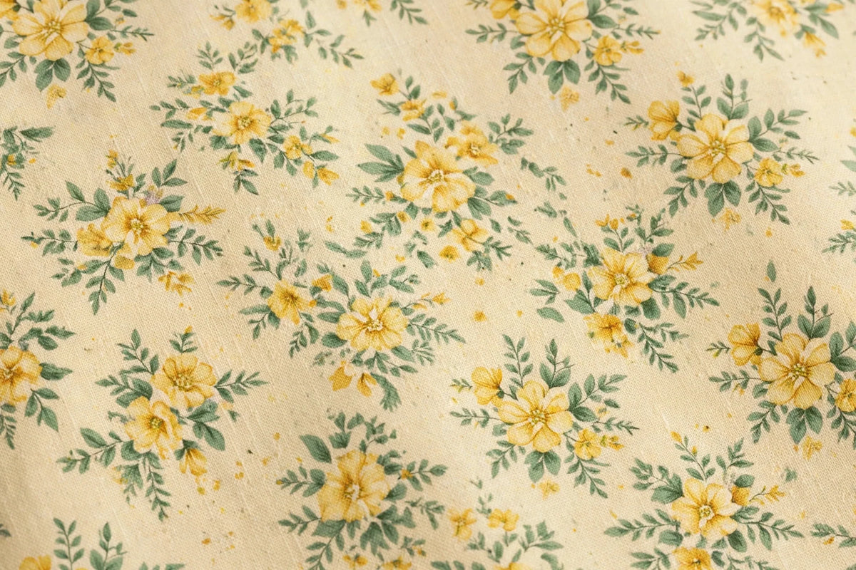Yellow Floral Cotton — Pattern detail view