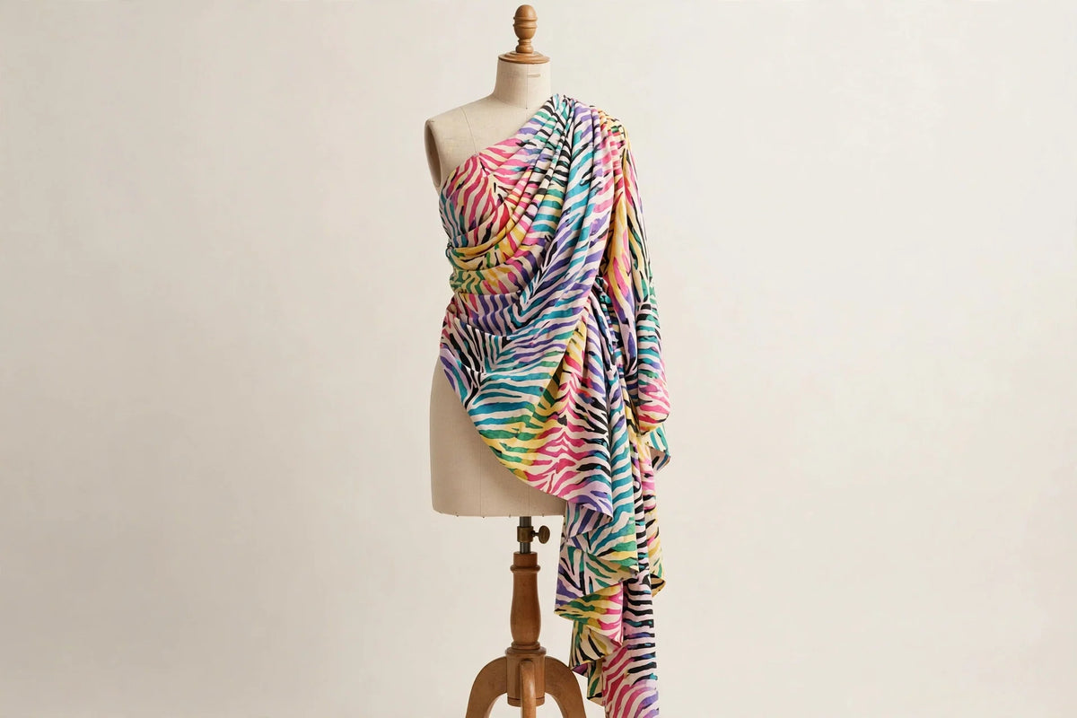 Zebra Bloom Cotton — Draped view