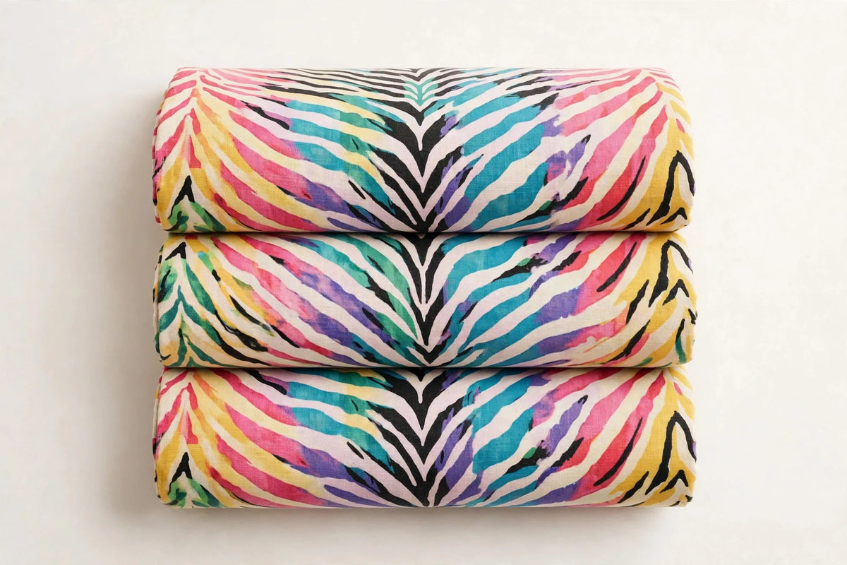Zebra Bloom Cotton — Folded stack view