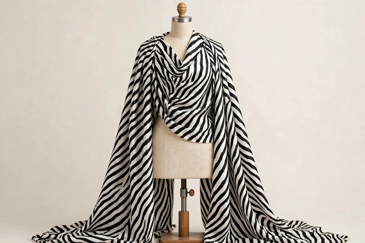 Zebra Luxe Satin — Draped view