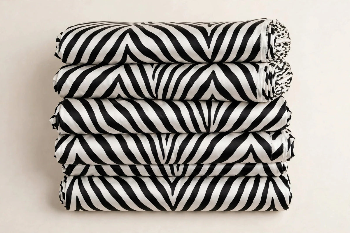 Zebra Luxe Satin — Folded stack view