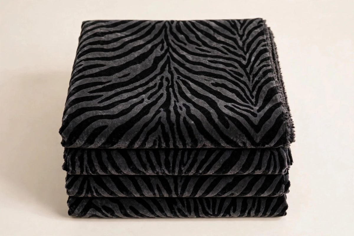 Zebra Nights Velvet — Folded stack view