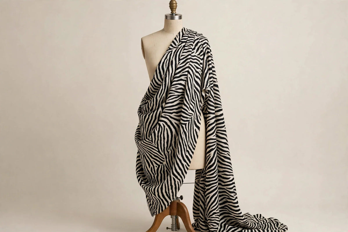 Zebra Print Cotton — Draped view