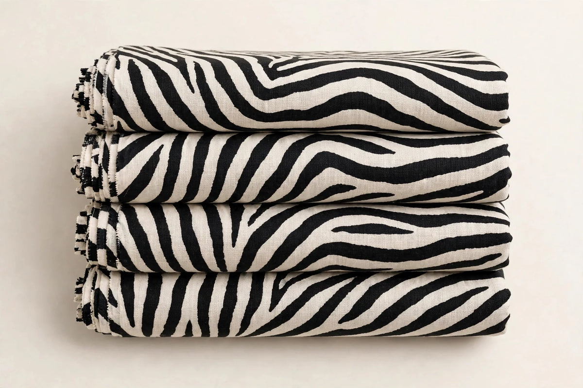 Zebra Print Cotton — Folded stack view