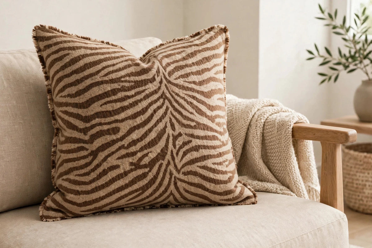 Zebra Safari Flannel — Lifestyle cushion view