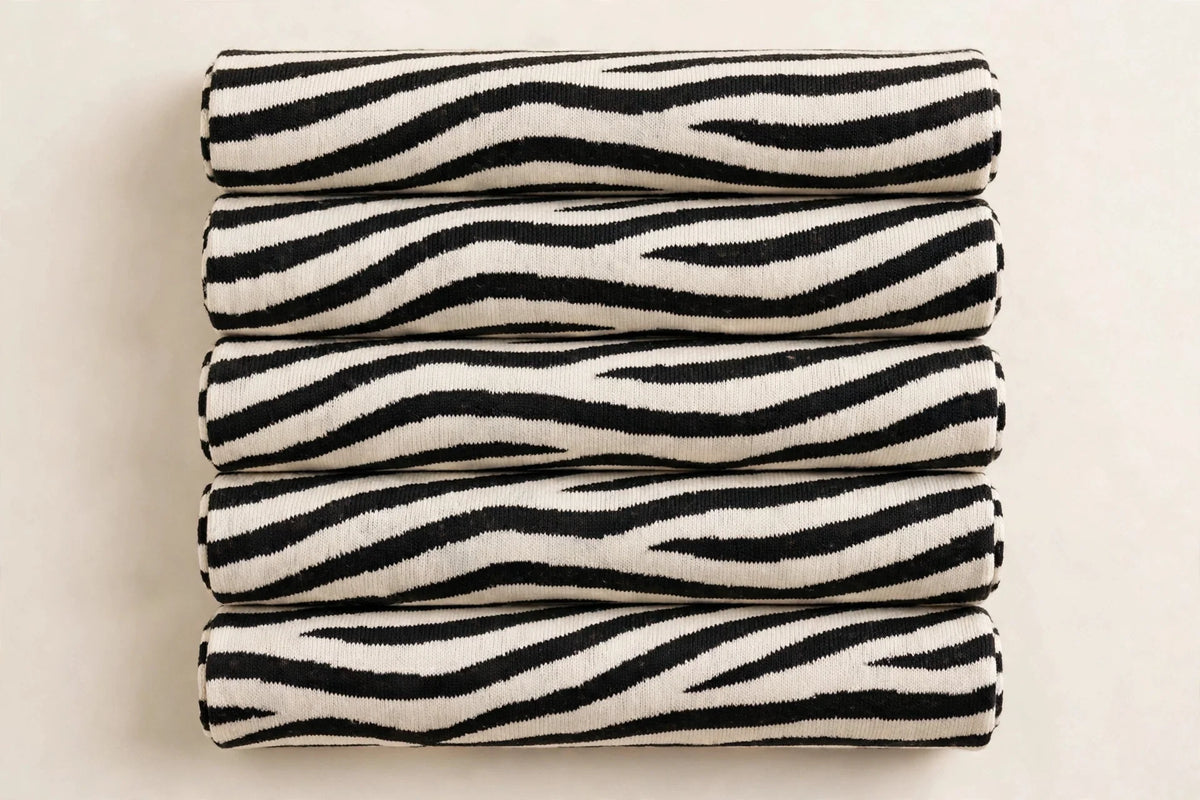 Zebra Stripe Jersey Knit — Folded stack view