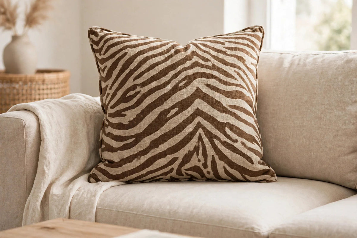 Zebra Trail Canvas — Lifestyle cushion view