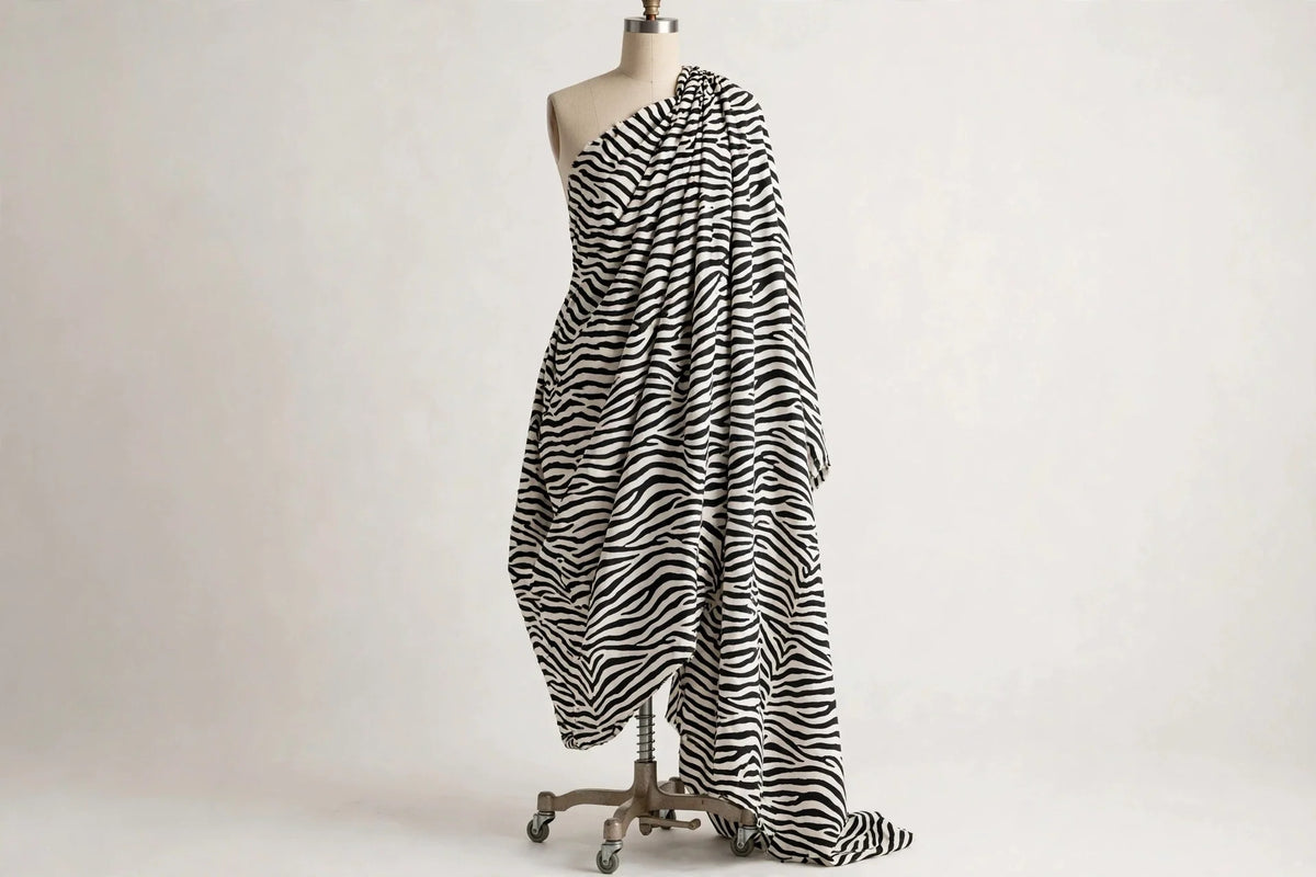 Zebra Tuxedo Cotton — Draped view