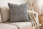 Zebra Tuxedo Cotton — Lifestyle cushion view